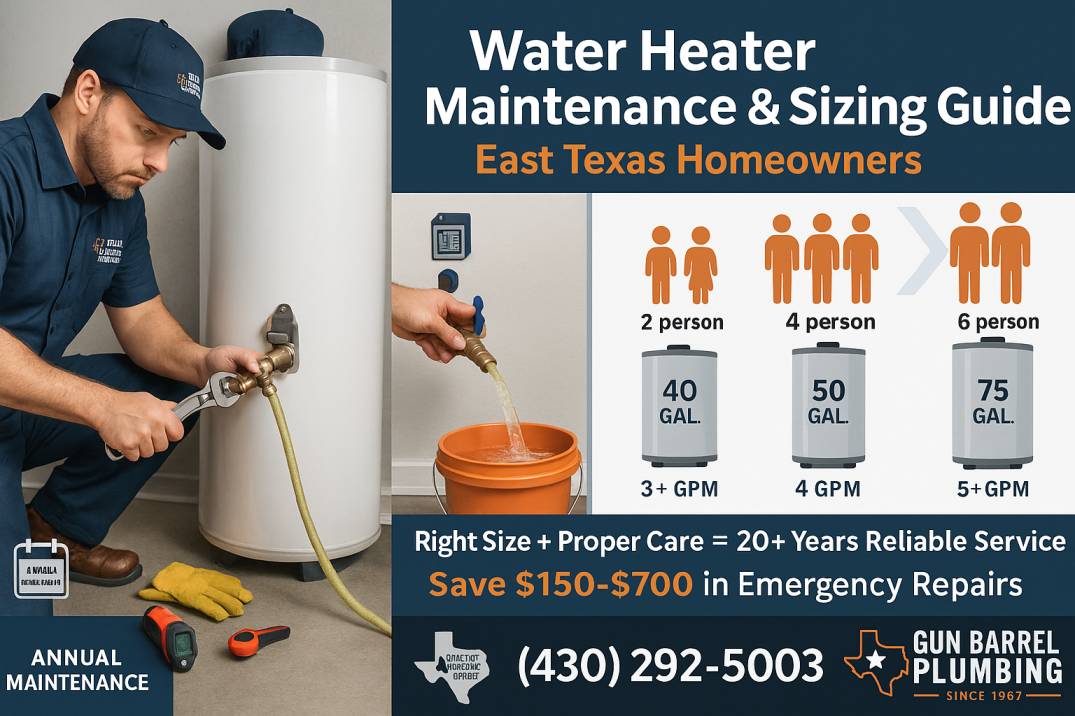 Water Heater Sizing & Maintenance East Texas | Gun Barrel
